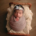 Babymoon Textured Stretchble Baby Photography Shoot Wrap Cloth With Hairband - Brown