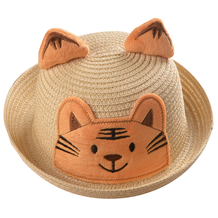 Babymoon Tiger Baby Summer Spring Kids Cap with String | 2-8 Years | Brown