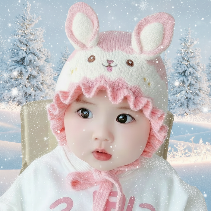 Babymoon Unisex Rabbit Winter Boy’s Girls Kids Cap Hat Baby Headwear | 0-12 M | Pink