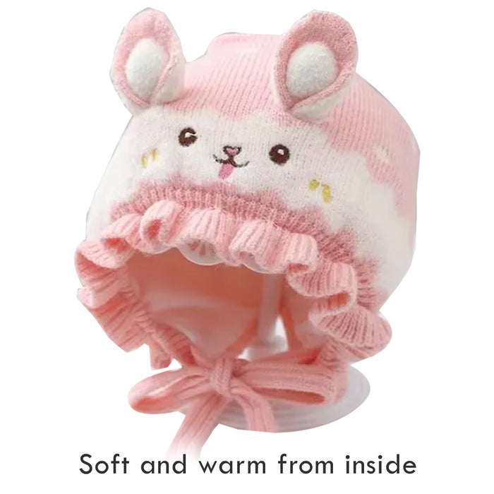 Babymoon Unisex Rabbit Winter Boy’s Girls Kids Cap Hat Baby Headwear | 0-12 M | Pink