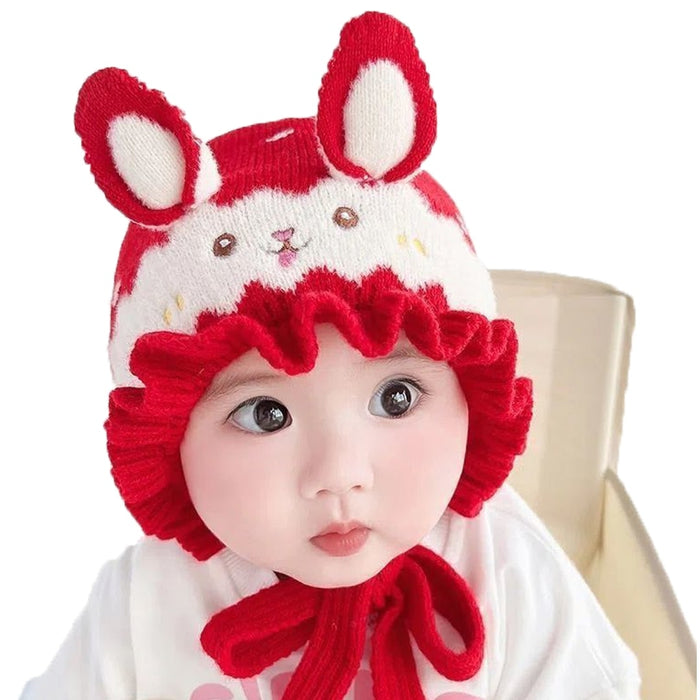 Babymoon Unisex Rabbit Winter Boy’s Girls Kids Cap Hat Baby Headwear | 0-12 M | Red