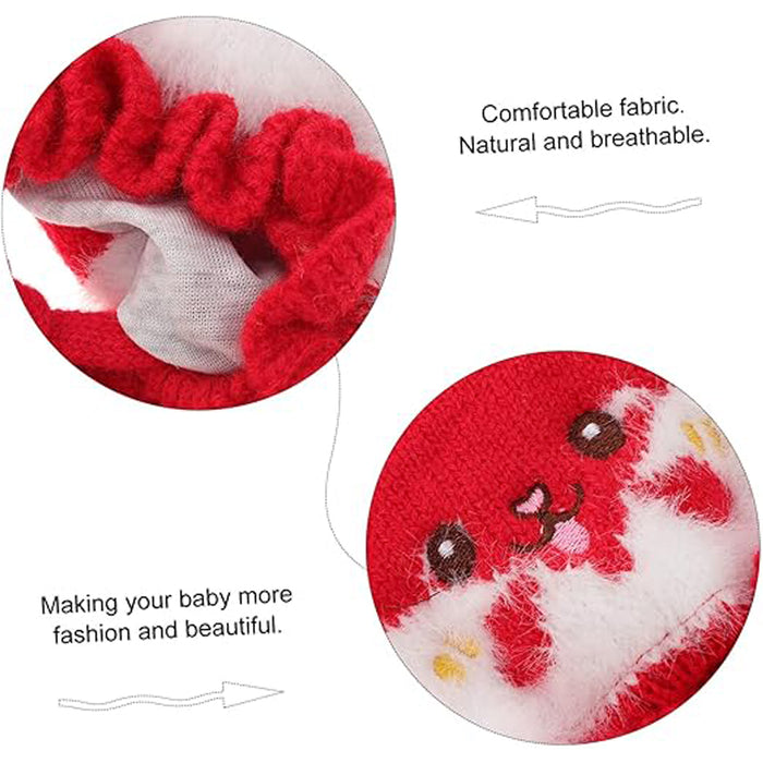 Babymoon Unisex Rabbit Winter Boy’s Girls Kids Cap Hat Baby Headwear | 0-12 M | Red