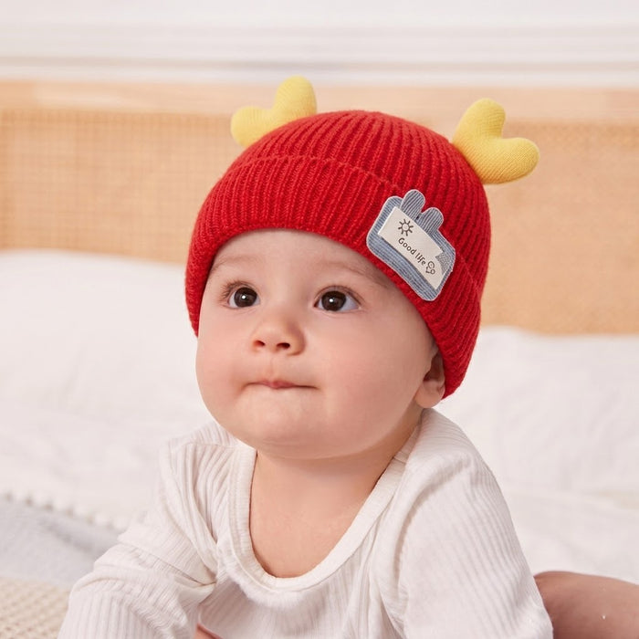 BabyMoon Unisex Winter Hat Designed with Hearts | Warm Baby Cap Headwear | Red | 3-12 Month
