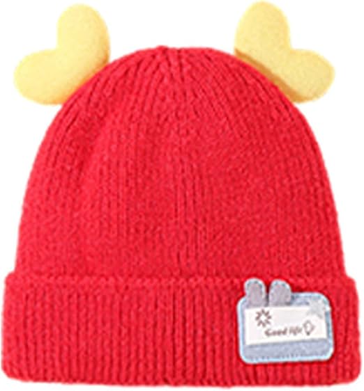 BabyMoon Unisex Winter Hat Designed with Hearts | Warm Baby Cap Headwear | Red | 3-12 Month