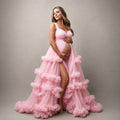 Babymoon V-Neck Sleeveless Long Maternity Gown Dress | Pink