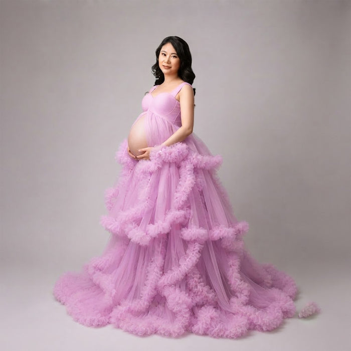 Babymoon V-Neck Sleeveless Long Maternity Gown Dress | Violet