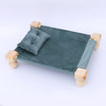 Babymoon Velvet Cover Wooden Bed | Wooden Properties | Pillow | Baby Photoshoot Props | Green