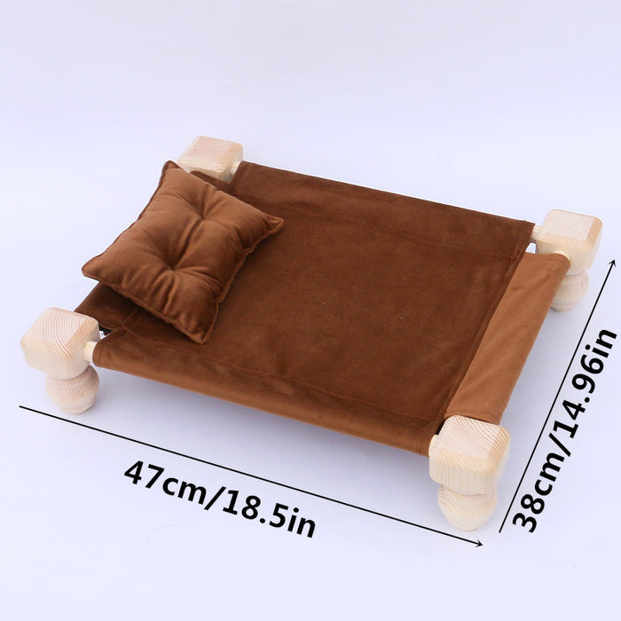 Babymoon Velvet Cover Wooden Bed | Wooden Properties | Pillow | Baby Photoshoot Props | Brown