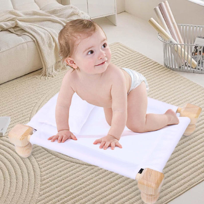 Babymoon Velvet Cover Wooden Bed | Wooden Properties | Pillow | Baby Photoshoot Props | White