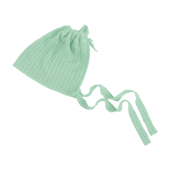 Babymoon Waffle Beanie Cap with String | Baby Photography Props | Green