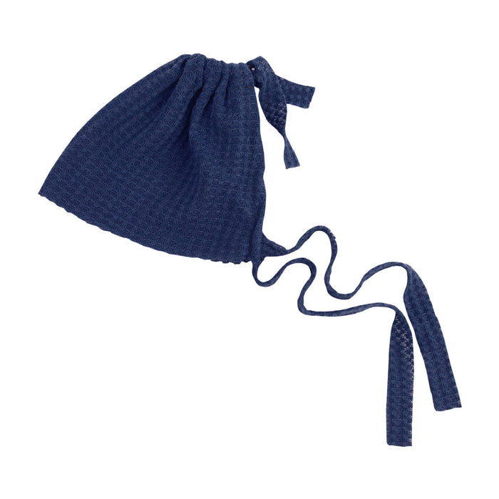Babymoon Waffle Beanie Cap with String | Baby Photography Props | Navy Blue