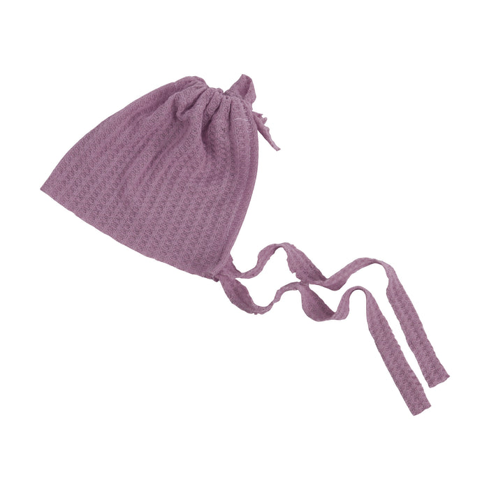 Babymoon Waffle Beanie Cap with String | Baby Photography Props | Purple