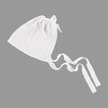 Babymoon Waffle Beanie Cap with String | Baby Photography Props | White