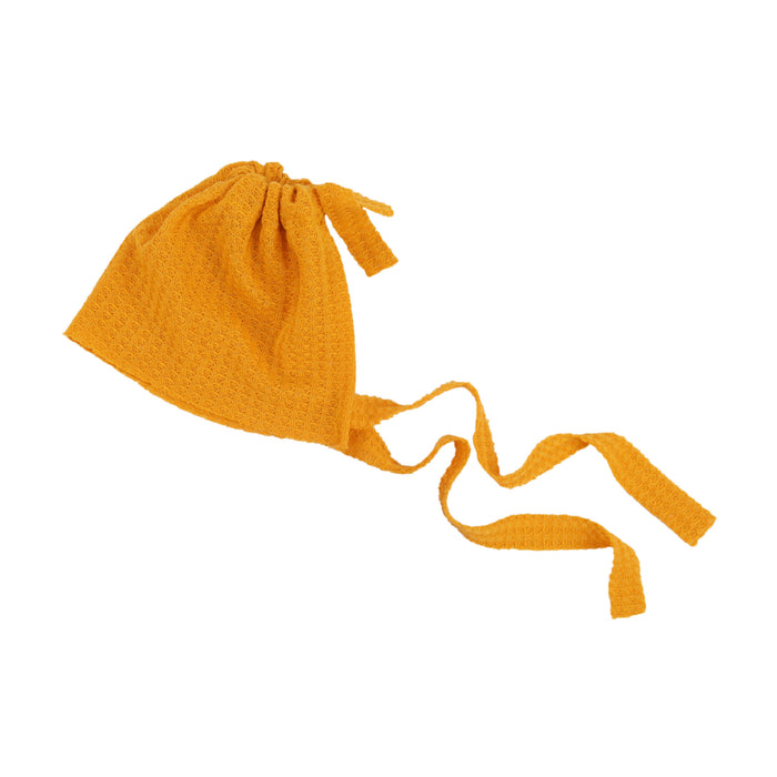 Babymoon Waffle Beanie Cap with String | Baby Photography Props | Yellow