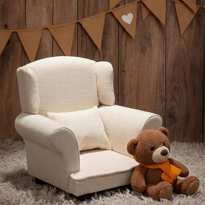 Babymoon Wooden Auxiliary Chair Sofa | Baby Photoshoot Props | White