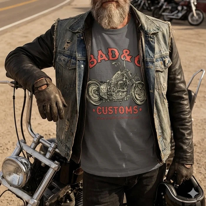 BAD&G Customs "Hand Crafted" Graphic Tee - Charcoal Gray