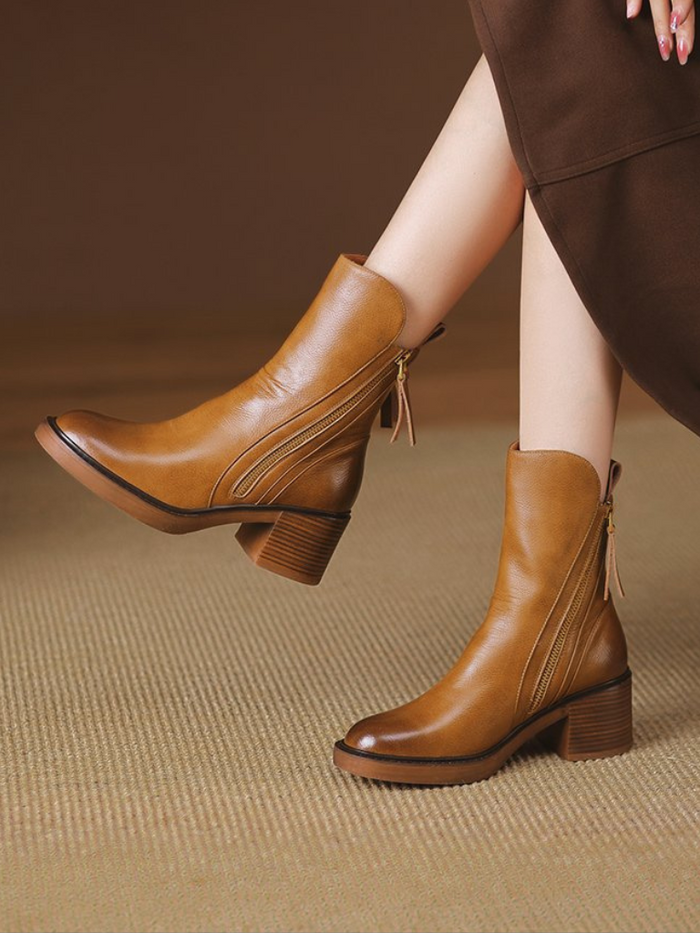 BARBARA BLOCK HEEL ANKLE BOOTS