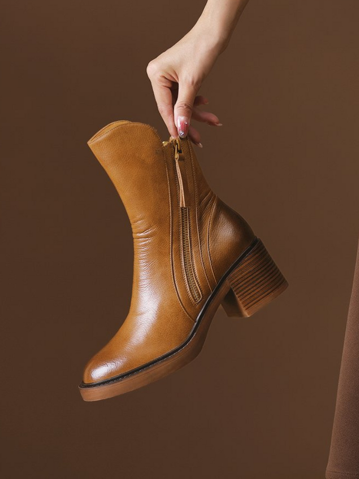 BARBARA BLOCK HEEL ANKLE BOOTS