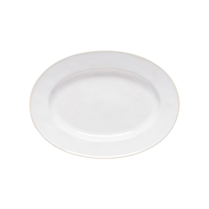 Beja White and Cream Stoneware Oval Platter — overall form and detail