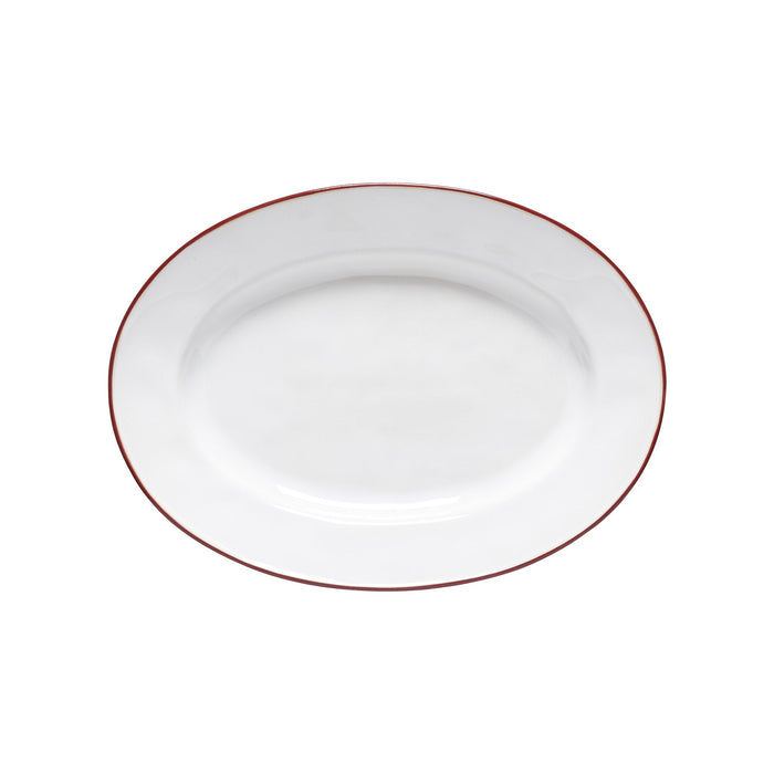 Beja White and Red Stoneware Oval Platter — overall form and detail