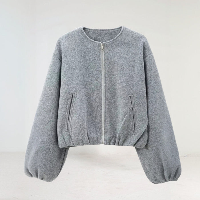 Bella | Women's Balloon Sleeve Zip-Up Bomber Jacket