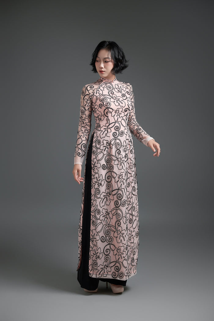 Black-Patterned Elegance on Pink Lace