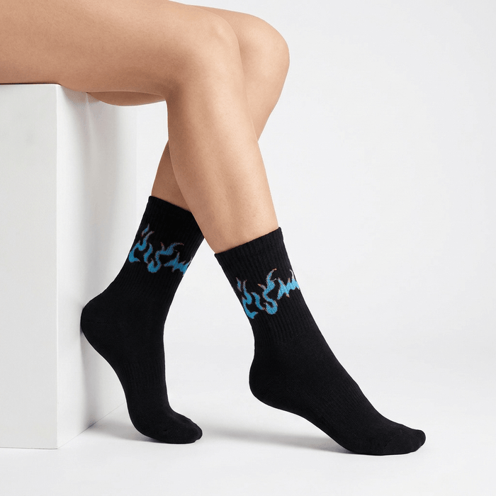 -BLACK/BLUE FLAME- FIRE 2.0 SOCKS-