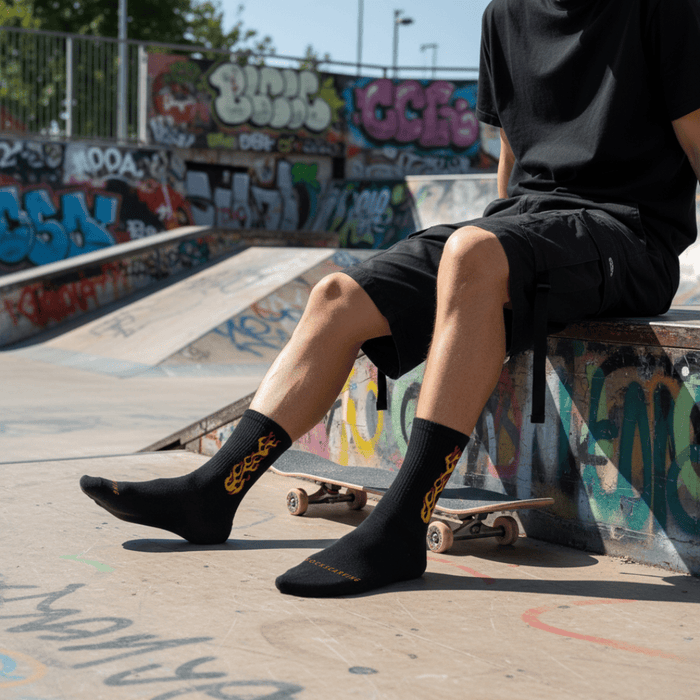 -BLACK/YELLOW FLAME- FIRE 2.0 SOCKS-