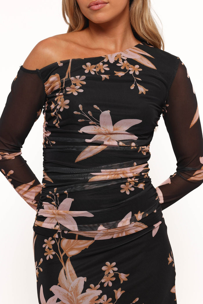 Petal and Pup USA TOPS Bloise Long Sleeve Top - Black Floral