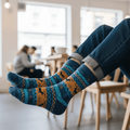 Full-length wool socks for winter comfort5-Sockscarving® Reindeer Cozy Wool Full-Length Winter Edition (Pack of 5)-