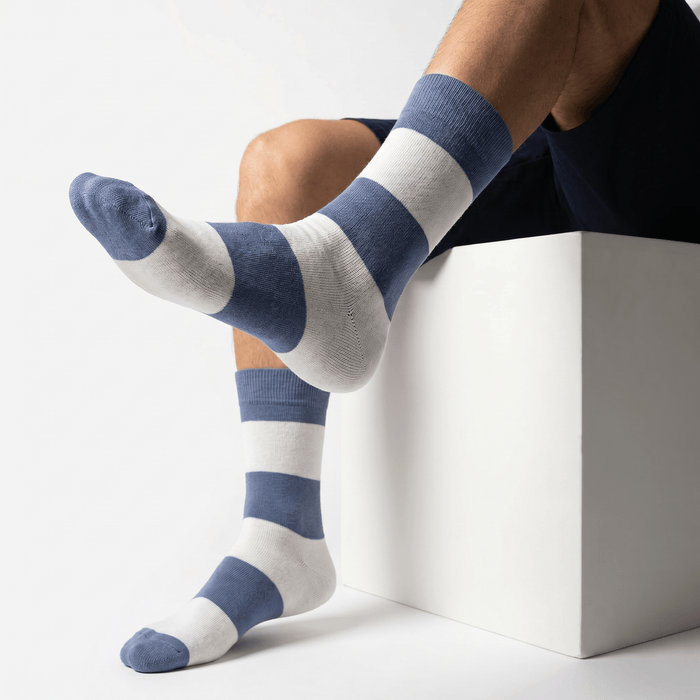 -Bombay Grey & White Stripe Bamboo- Monochrome Master-