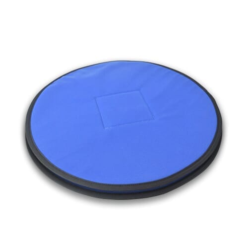Car Rota Cushion cushion on a seat or chair, demonstrating added comfort and pressure relief.