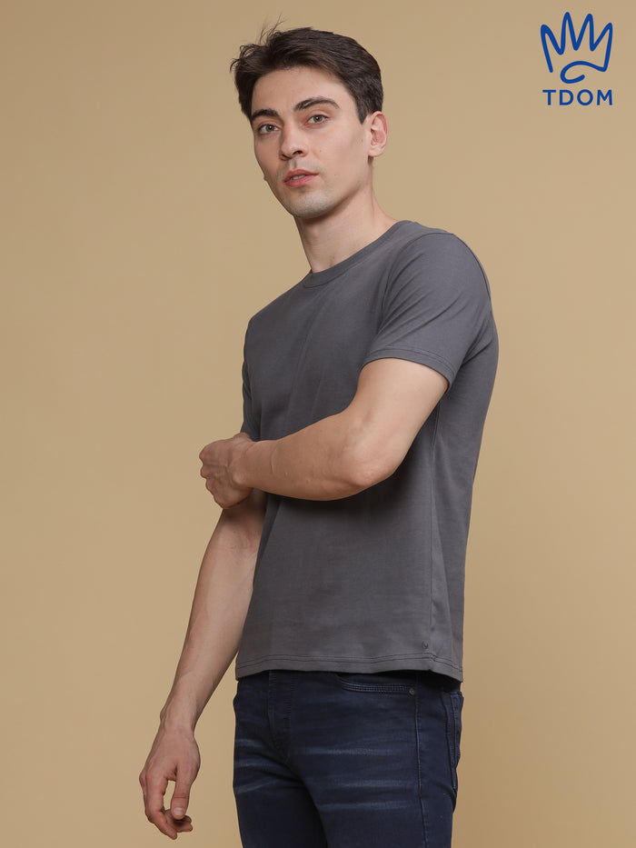 Charcoal Grey Round Neck Tshirt