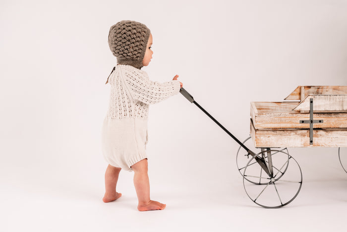 Child Alpaca Bonnet Hat with Buttons