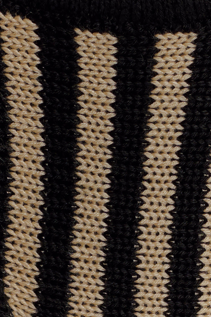 Corrie Crochet Tie Up Bikini Bottom - Black And Neutral Stripe