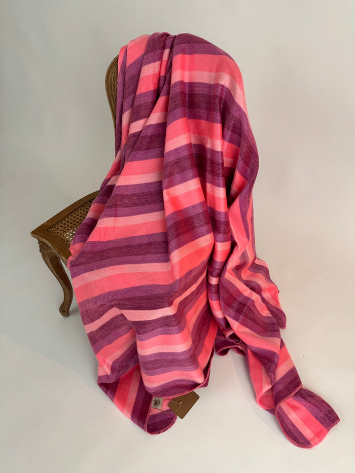Cotton Candy Blanket - Striped - Brushed Alpaca Blanket