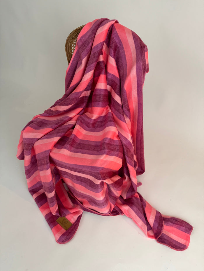 Cotton Candy Blanket - Striped - Brushed Alpaca Blanket