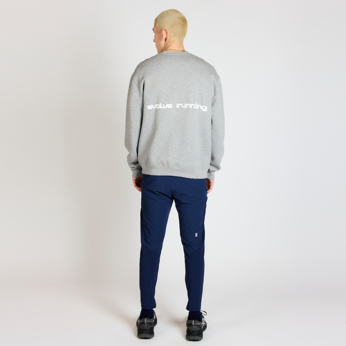 Cotton Fleece Evolve Running Crewneck - Heather Grey
