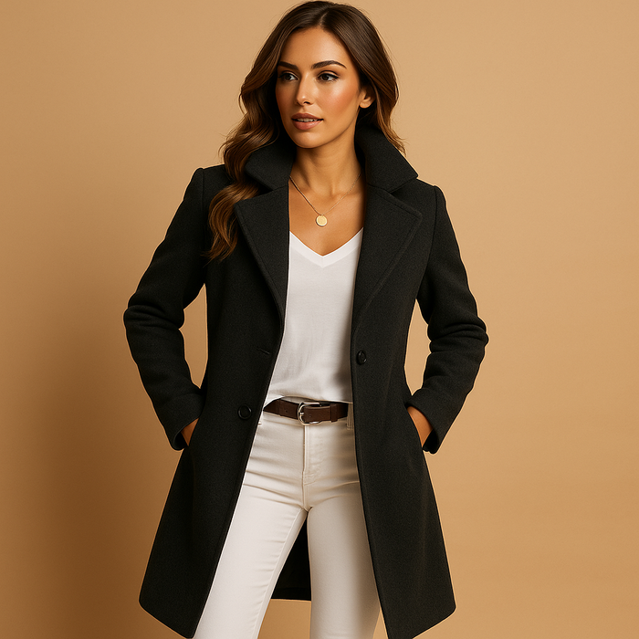 Dfina - Elegant Long Coat With Button Up