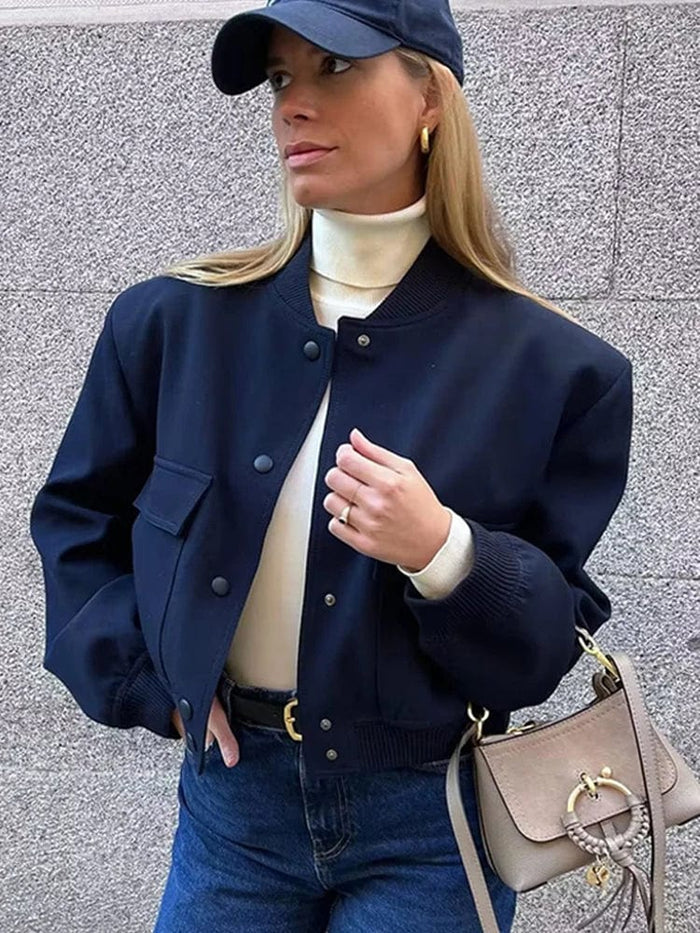 Donna | Women's Cropped Button-Down Bomber Jacket