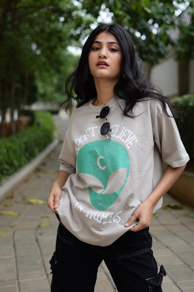 Don't Believe In Humans Oyster Oversized Tshirt