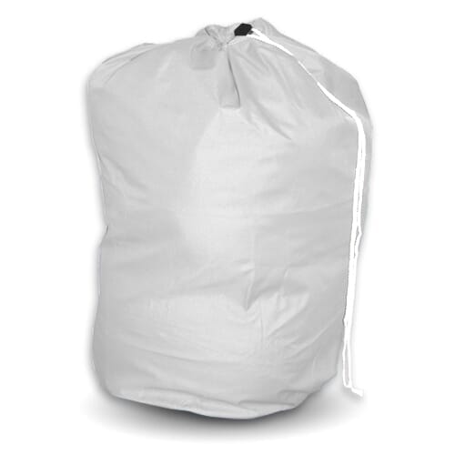 Full view of Drawstring Laundry Bag bag on a plain background, showing its shape and carrying handles.