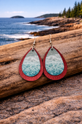 Earrings Leather Ocean Themed