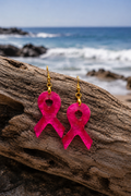 Earrings Pink Cancer Ribbon