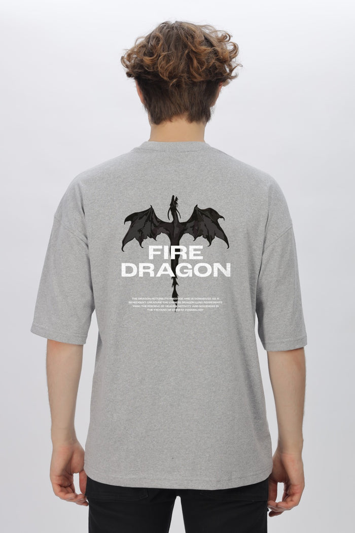 Fire Dragon Round Neck Oversized T-Shirt