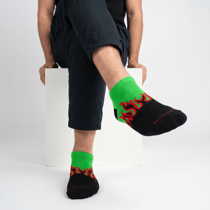 -FIRE NO-SHOW - BLACK/GREEN - RED FLAMES-