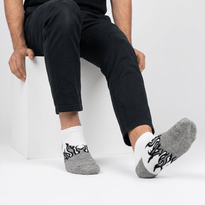 -FIRE NO-SHOW - GREY/WHITE - BLACK FLAMES-