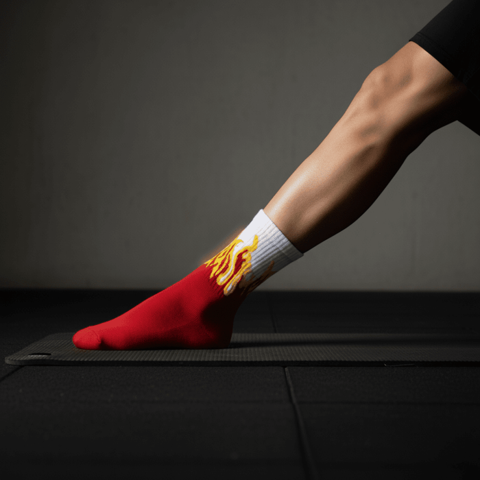 -FIRE SOCKS - RED/WHITE- YELLOW FLAMES-