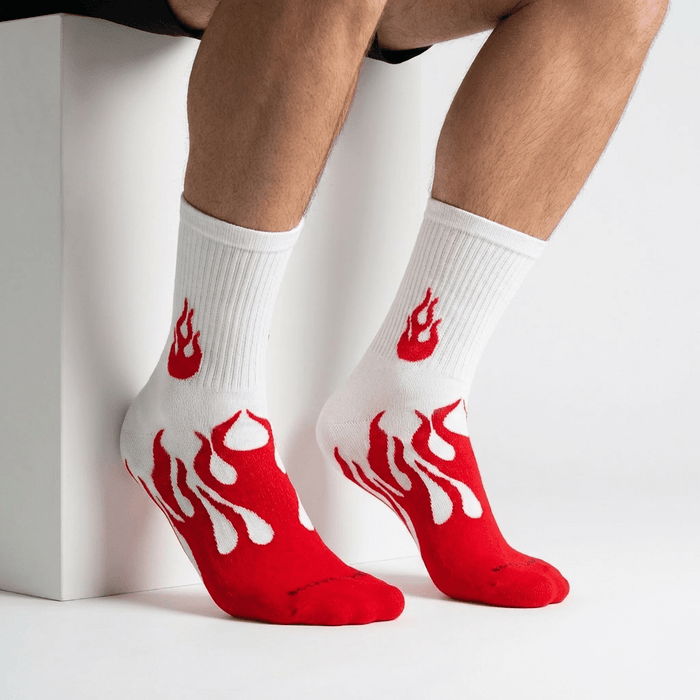 -FLAME RUNNER SOCKS - WHITE/RED-