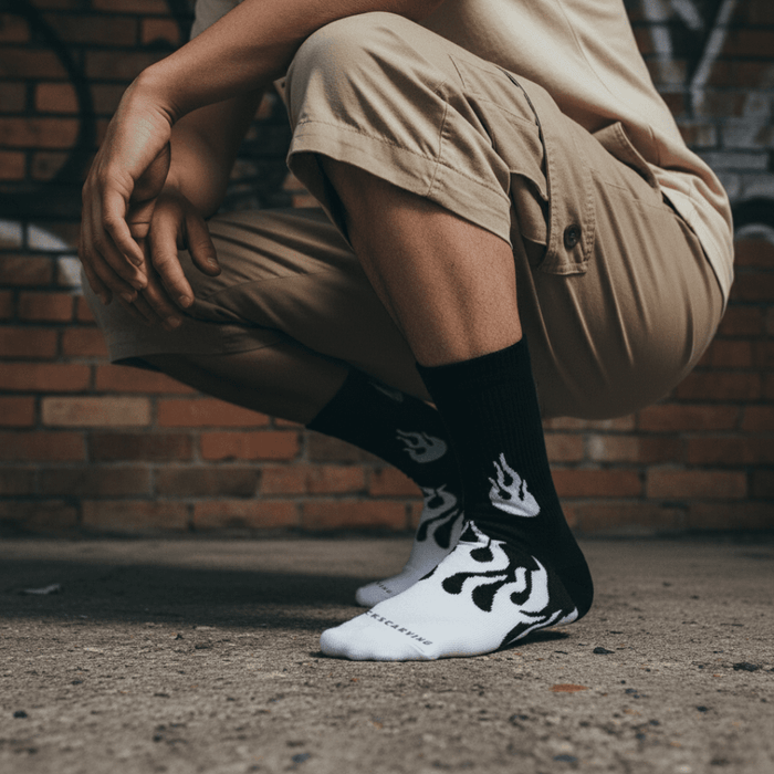 -FLAME RUNNER SOCKS - BLACK/WHITE-